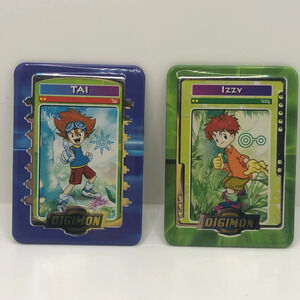 Vintage Digimon Taco Bell 2000 Promotional Tin Metal Cards Tai & Izzy